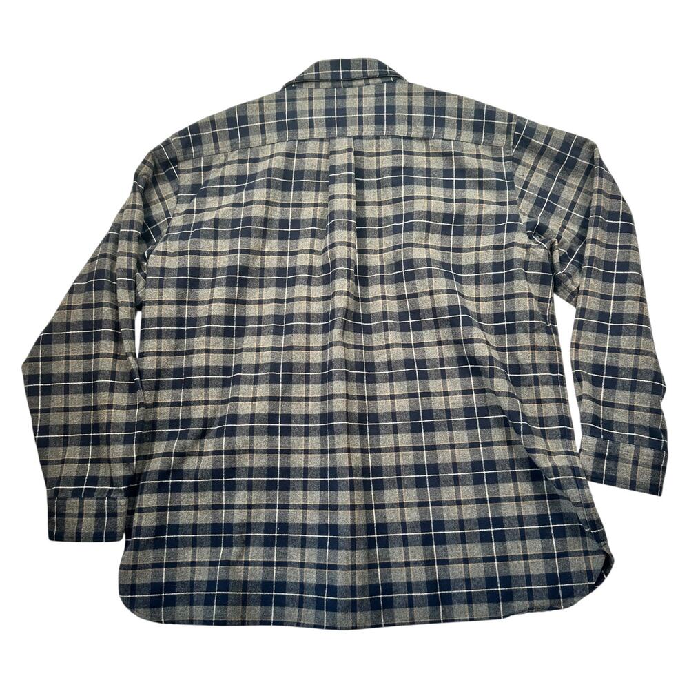 LL Bean Fleece Button‎ Up Shirt - Blue Plaid - XXL - Picture 2 of 5